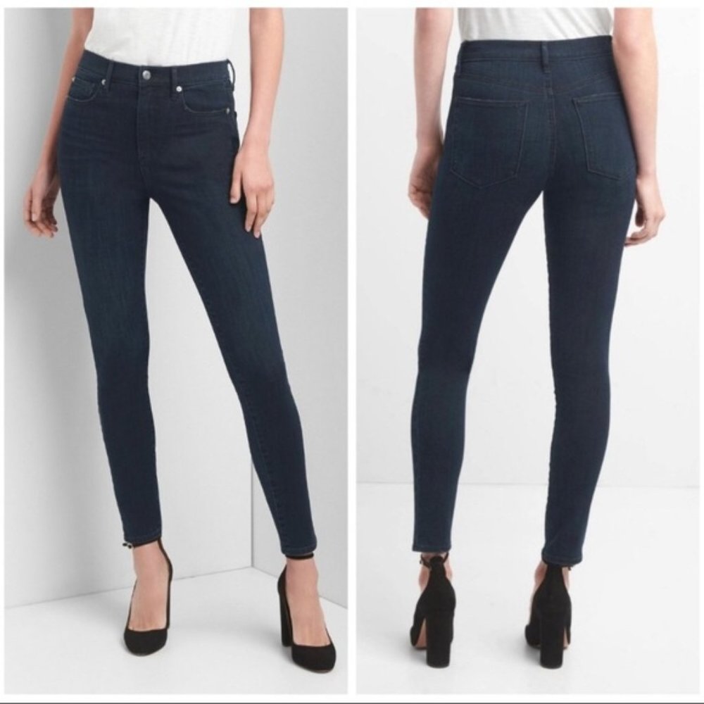 Gap super high rise skinny jeans 29 blue/black